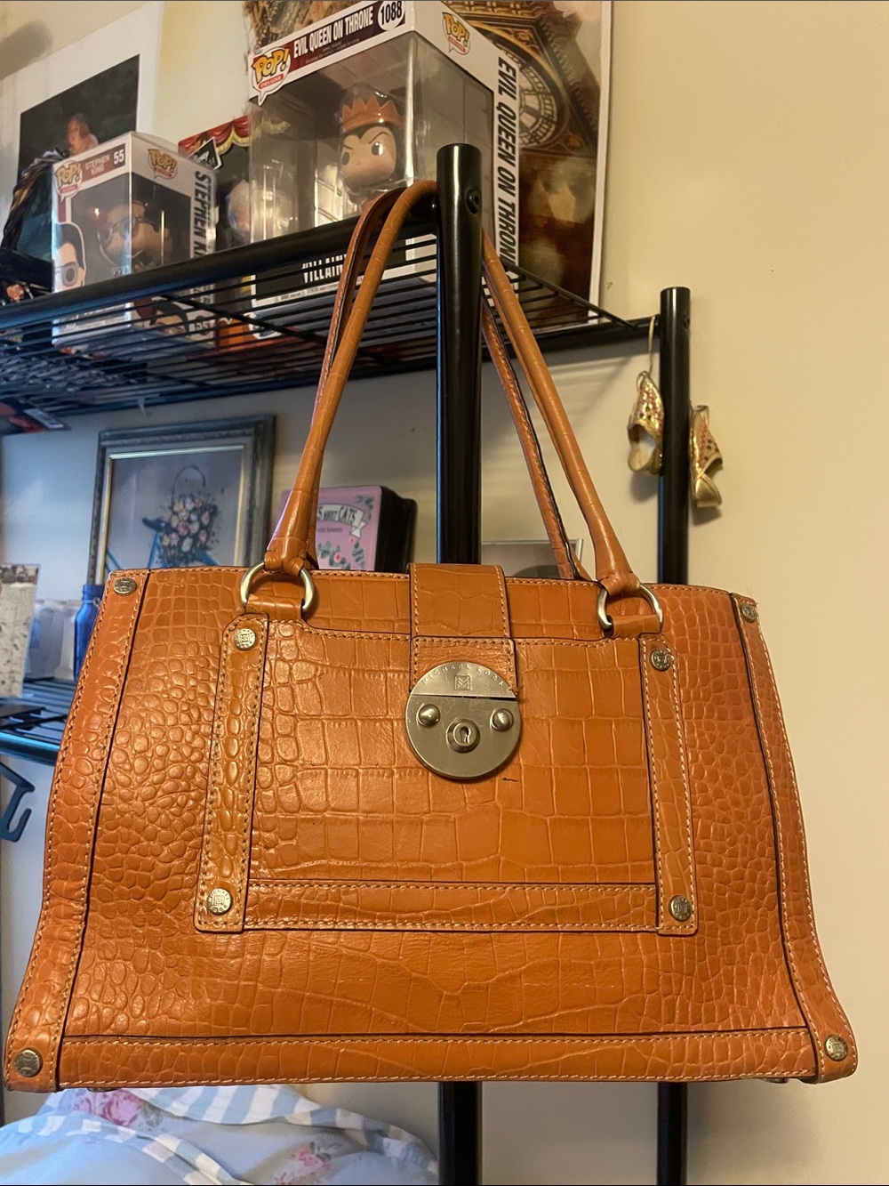 Michael by Michael Kors Tan Croc-Embossed Tote Handbag